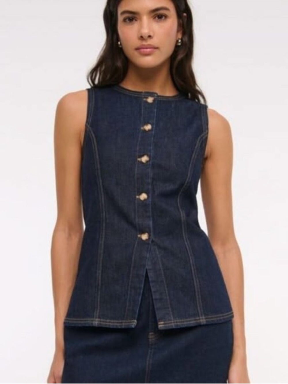 Abercrombie & Fitch Dark Blue Denim Button Front Top